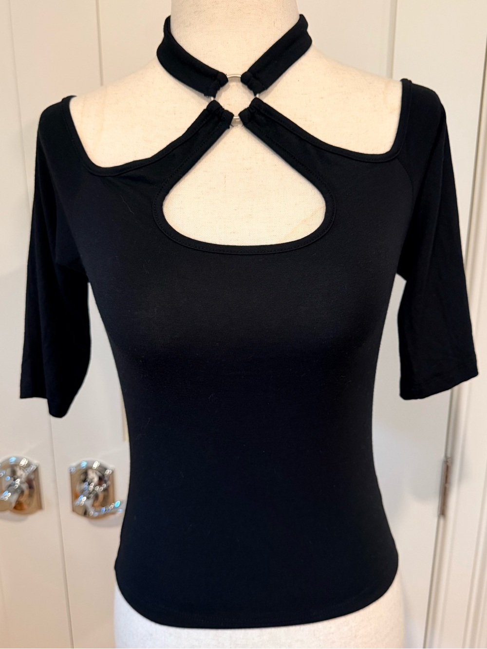 Emma and Sam Black Cutout Halter Neck Women’s Top